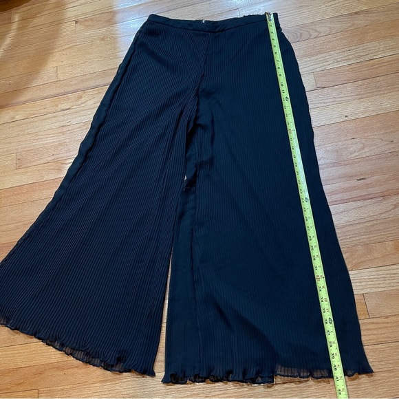 Samuel Dong Womens Black Wide Leg Palazzo Pants Size L Double Layer Flowy EUC - Picture 8 of 12